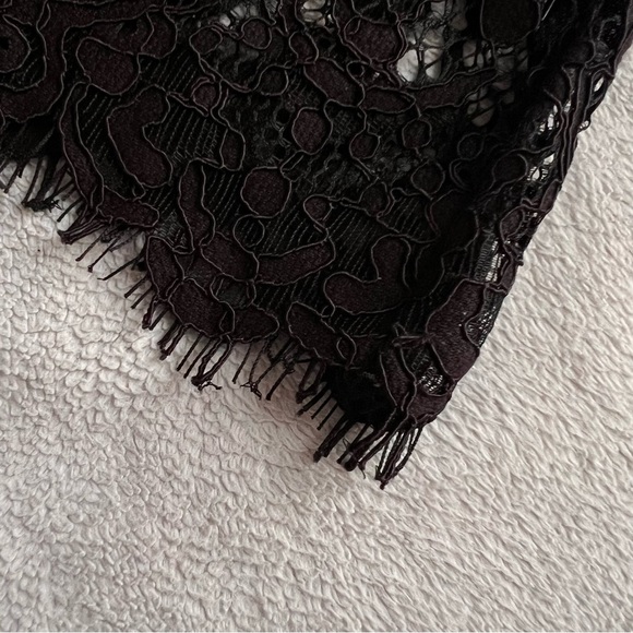 J. Crew Mockneck Floral Lace Eyelash Hem Bow Accent Top Black Sz 8 - Picture 8 of 15